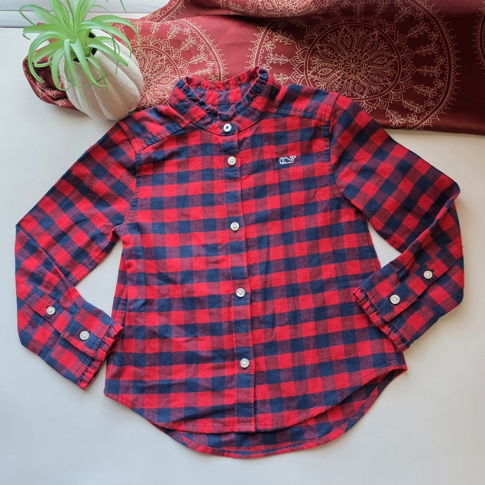 Vinyard Vines Plaid Flannel Shirt Red Navy Size 4T